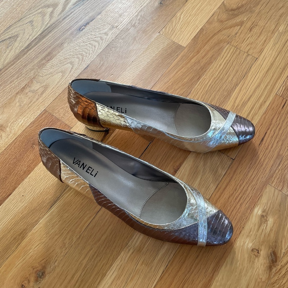 Vaneli Women's Multimetallic Snake Leather Heels
